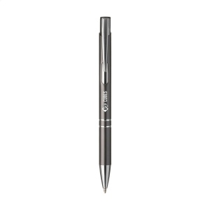 Stylo à bille en aluminium à écriture bleue ou noire avec corps coloré mat d'aspect métallique et clip/bouton-poussoir en métal 21