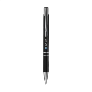 Stylo à bille en aluminium à écriture bleue ou noire avec corps coloré mat d'aspect métallique et clip/bouton-poussoir en métal 22