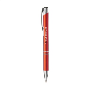 Stylo à bille en aluminium à écriture bleue ou noire avec corps coloré mat d'aspect métallique et clip/bouton-poussoir en métal 3