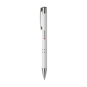 Stylo à bille en aluminium à écriture bleue ou noire avec corps coloré mat d'aspect métallique et clip/bouton-poussoir en métal 8