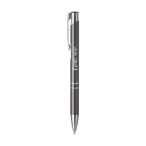 Stylo à bille en aluminium à écriture bleue ou noire avec corps coloré mat d'aspect métallique et clip/bouton-poussoir en métal 9