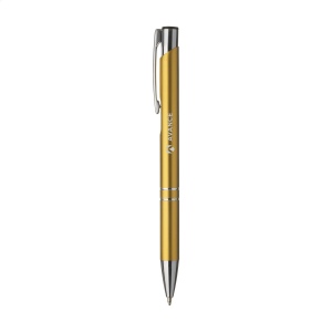 Stylo à bille en aluminium à écriture bleue ou noire avec corps coloré mat d'aspect métallique et clip/bouton-poussoir en métal 13
