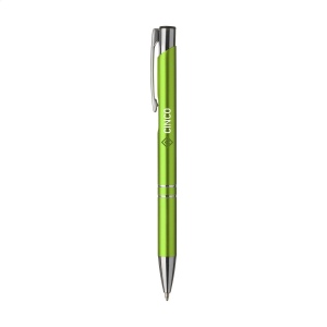 Stylo à bille en aluminium à écriture bleue ou noire avec corps coloré mat d'aspect métallique et clip/bouton-poussoir en métal 12