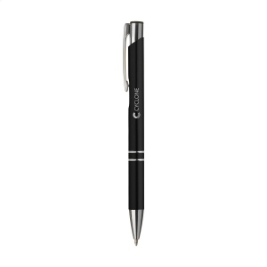 Stylo à bille en aluminium à écriture bleue ou noire avec corps coloré mat d'aspect métallique et clip/bouton-poussoir en métal 10