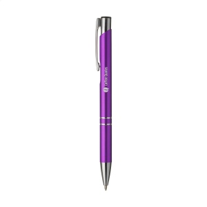 Stylo à bille en aluminium à écriture bleue ou noire avec corps coloré mat d'aspect métallique et clip/bouton-poussoir en métal 4