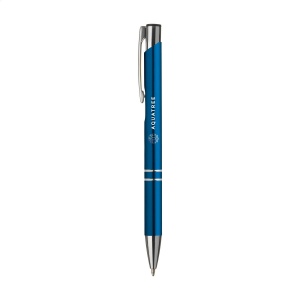 Stylo à bille en aluminium à écriture bleue ou noire avec corps coloré mat d'aspect métallique et clip/bouton-poussoir en métal