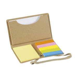 Bloc-mémo avec 25 feuillets mémos autocollants, 125 marque-pages inscriptibles, porte-cartes de visite et  fermeture élastique 7