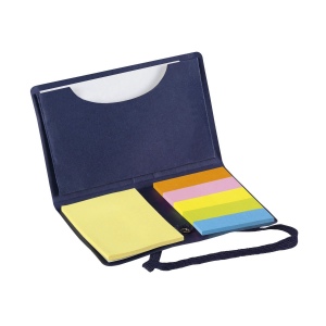 Bloc-mémo avec 25 feuillets mémos autocollants, 125 marque-pages inscriptibles, porte-cartes de visite et  fermeture élastique 9