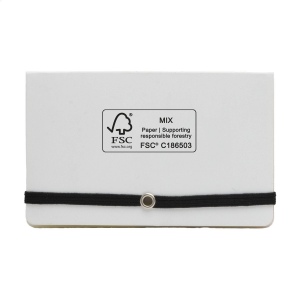 Bloc-mémo avec 25 feuillets mémos autocollants, 125 marque-pages inscriptibles, porte-cartes de visite et  fermeture élastique 10