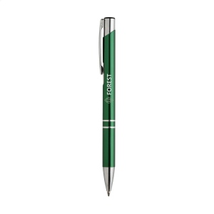 Stylo à bille à encre bleue en aluminium avec corps d'aspect métallique brillant et clip en métal 19