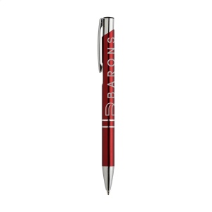 Stylo à bille à encre bleue en aluminium avec corps d'aspect métallique brillant et clip en métal 21