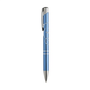 Stylo à bille à encre bleue en aluminium avec corps d'aspect métallique brillant et clip en métal 24