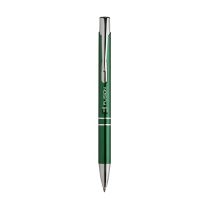 Stylo à bille à encre bleue en aluminium avec corps d'aspect métallique brillant et clip en métal 27