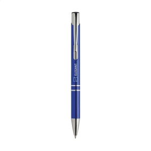 Stylo à bille à encre bleue en aluminium avec corps d'aspect métallique brillant et clip en métal 28