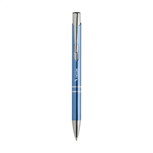 Stylo à bille à encre bleue en aluminium avec corps d'aspect métallique brillant et clip en métal 16