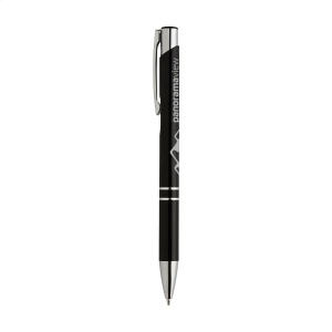 Stylo à bille à encre bleue en aluminium avec corps d'aspect métallique brillant et clip en métal 18