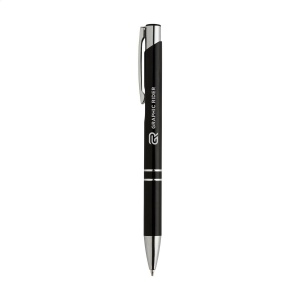 Stylo à bille à encre bleue en aluminium avec corps d'aspect métallique brillant et clip en métal 2