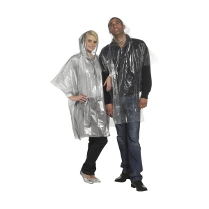 Poncho de pluie légère en matière synthétique translucide dans un petit sachet en plastique 11