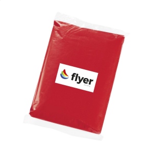 Poncho de pluie légère en matière synthétique translucide dans un petit sachet en plastique
