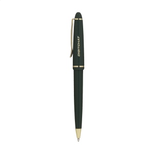 Stylo à encre bleue avec corps brillant, clip et pointe dorés et système de capuchon coulissant 6