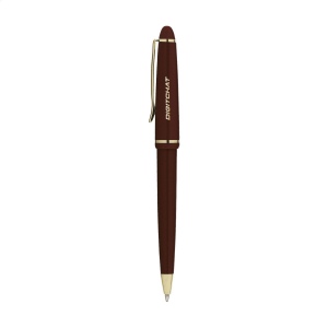 Stylo à encre bleue avec corps brillant, clip et pointe dorés et système de capuchon coulissant 9