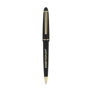 Stylo à encre bleue avec corps brillant, clip et pointe dorés et système de capuchon coulissant 4
