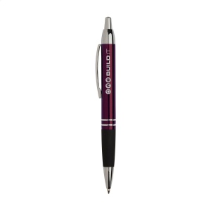 Stylo en métal à écriture bleue avec corps d'aspect métallique brillant, embout en caoutchouc de bonne tenue, clip et bouton-poussoir en métal solide et accents brillants argentés 6