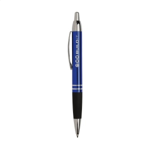Stylo en métal à écriture bleue avec corps d'aspect métallique brillant, embout en caoutchouc de bonne tenue, clip et bouton-poussoir en métal solide et accents brillants argentés 2