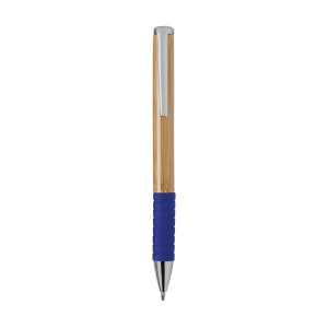 Stylo à bille à encre bleue avec corps en bambou, clip métallique, système à cliquet rotatif et embout en caoutchouc coloré 6