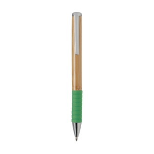 Stylo à bille à encre bleue avec corps en bambou, clip métallique, système à cliquet rotatif et embout en caoutchouc coloré 9