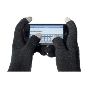 Gants tricotés pour écran tactile dans une fibre conductrice sur l'embout de quelques doigts 6