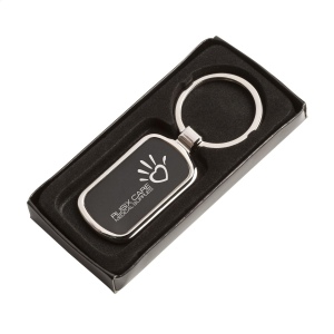 Porte-clés rectangulaire brillant avec fond noir en métal et anneau à clés solide 4