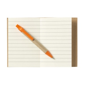 Mini bloc-notes en matériau recyclé avec environ 80 feuillets, papier crème ligné (70 g/m²), couverture cartonnée et dos relié 7