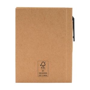 Mini bloc-notes en matériau recyclé avec environ 80 feuillets, papier crème ligné (70 g/m²), couverture cartonnée et dos relié 16
