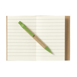 Mini bloc-notes en matériau recyclé avec environ 80 feuillets, papier crème ligné (70 g/m²), couverture cartonnée et dos relié 9