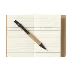 Mini bloc-notes en matériau recyclé avec environ 80 feuillets, papier crème ligné (70 g/m²), couverture cartonnée et dos relié 11