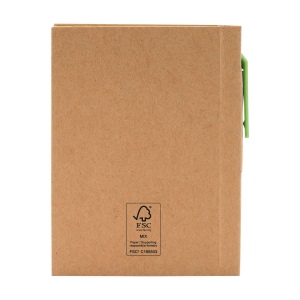 Mini bloc-notes en matériau recyclé avec environ 80 feuillets, papier crème ligné (70 g/m²), couverture cartonnée et dos relié 14