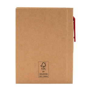 Mini bloc-notes en matériau recyclé avec environ 80 feuillets, papier crème ligné (70 g/m²), couverture cartonnée et dos relié 15