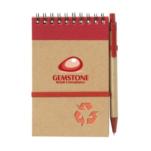 Mini bloc-notes en matériau recyclé, avec environ 70 feuilles/140 pages de papier crème ligné (70 g/m²) et couverture cartonnée avec fermeture élastique 2