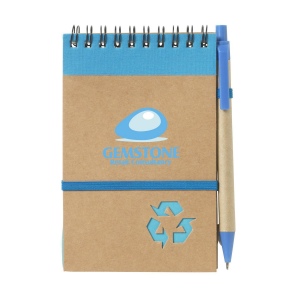 Mini bloc-notes en matériau recyclé, avec environ 70 feuilles/140 pages de papier crème ligné (70 g/m²) et couverture cartonnée avec fermeture élastique 5