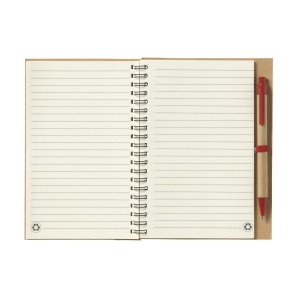 Bloc-notes en matériau recyclé avec environ 70 feuillets / 140 pages papier ligné de couleur crème (70 g/m²) et couverture cartonnée, relié par une spirale solide en métal 9