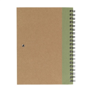 Bloc-notes en matériau recyclé avec environ 70 feuillets / 140 pages papier ligné de couleur crème (70 g/m²) et couverture cartonnée, relié par une spirale solide en métal 21