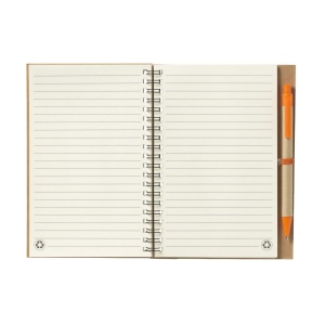 Bloc-notes en matériau recyclé avec environ 70 feuillets / 140 pages papier ligné de couleur crème (70 g/m²) et couverture cartonnée, relié par une spirale solide en métal 11