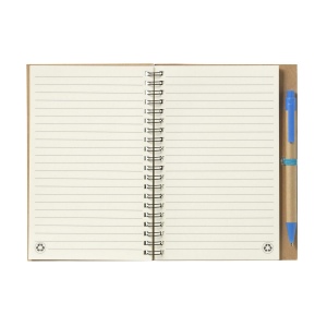 Bloc-notes en matériau recyclé avec environ 70 feuillets / 140 pages papier ligné de couleur crème (70 g/m²) et couverture cartonnée, relié par une spirale solide en métal 15