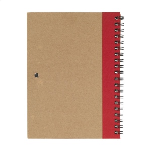 Bloc-notes en matériau recyclé avec environ 70 feuillets / 140 pages papier ligné de couleur crème (70 g/m²) et couverture cartonnée, relié par une spirale solide en métal 16
