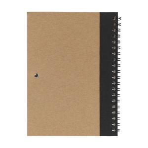 Bloc-notes en matériau recyclé avec environ 70 feuillets / 140 pages papier ligné de couleur crème (70 g/m²) et couverture cartonnée, relié par une spirale solide en métal 17