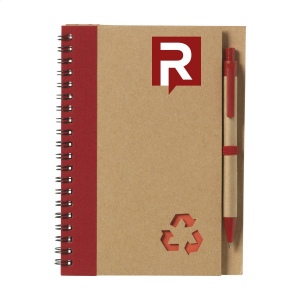 Bloc-notes en matériau recyclé avec environ 70 feuillets / 140 pages papier ligné de couleur crème (70 g/m²) et couverture cartonnée, relié par une spirale solide en métal 2