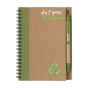 Bloc-notes en matériau recyclé avec environ 70 feuillets / 140 pages papier ligné de couleur crème (70 g/m²) et couverture cartonnée, relié par une spirale solide en métal 7