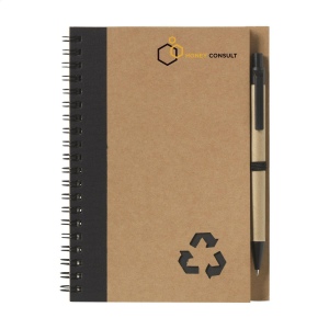 Bloc-notes en matériau recyclé avec environ 70 feuillets / 140 pages papier ligné de couleur crème (70 g/m²) et couverture cartonnée, relié par une spirale solide en métal 3
