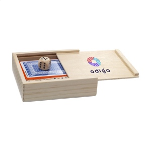 5 dés et un jeu de cartes (54) dans une boite en bois 3